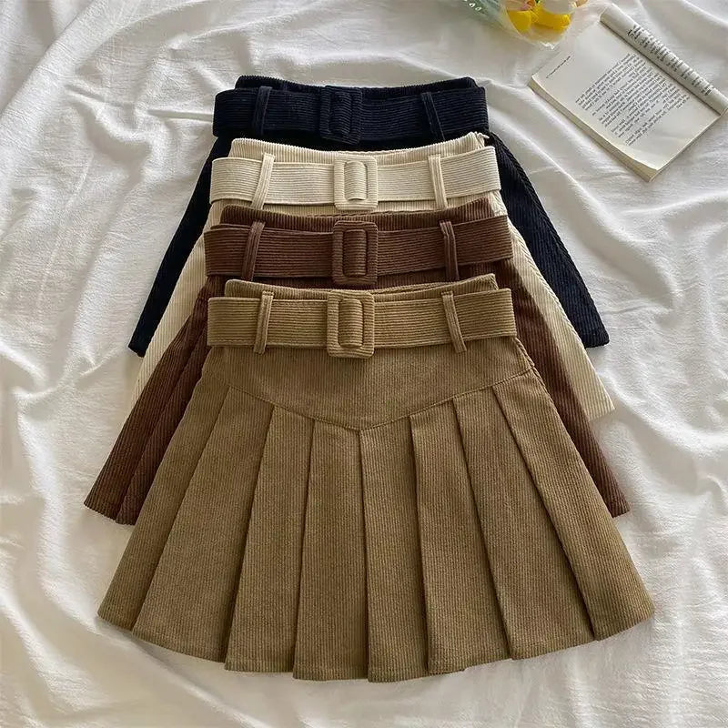 Corduroy High-Waisted Slimming Preppy Style Skirt For Women Spring Autumn/Winter New Arrival A- Line Mini Dress
