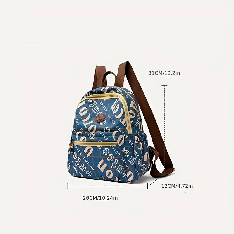 School Bag Women's Oxford Cloth Printed Casual Backpack Fashionable Large Capacity Lightweight Travel Versatile Backpack Backpac