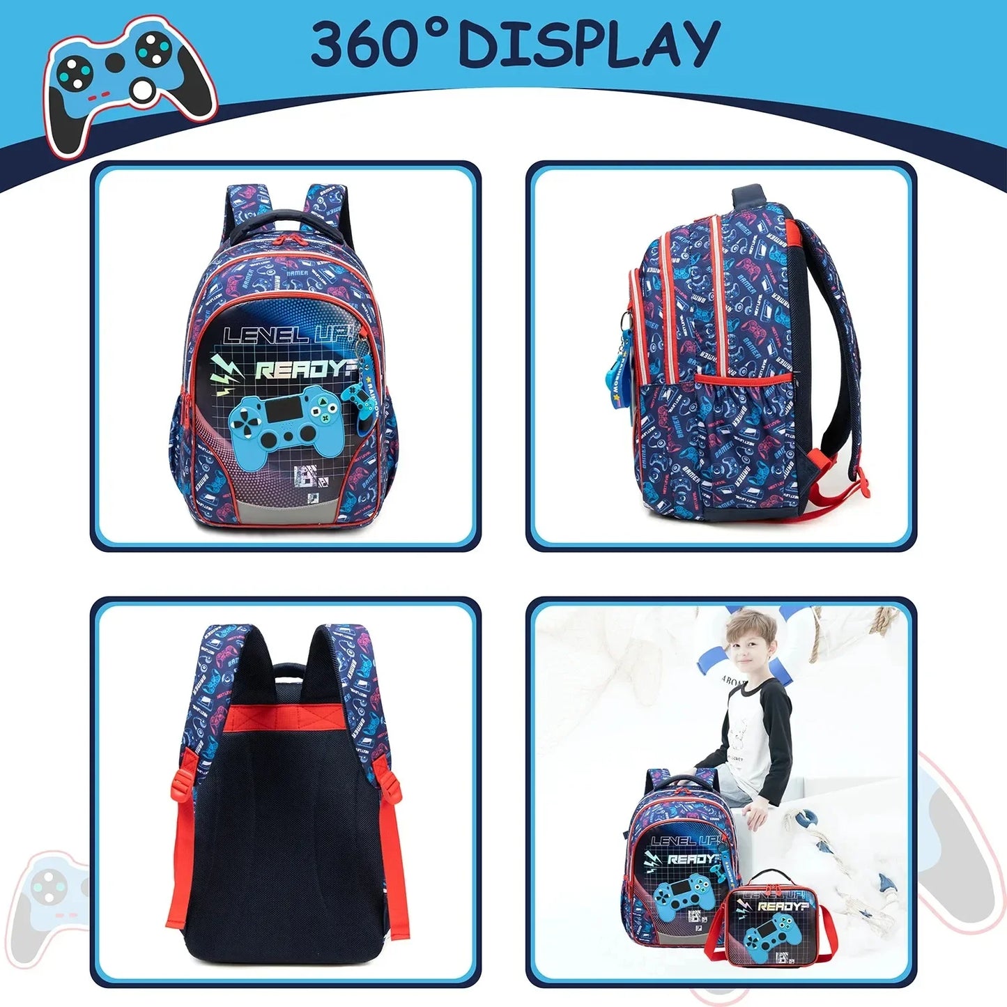 Children's School Bag for Boys Waterproof Backpack Set with Thermal Bag School Boy Backpack Elementary Student Shoulder Bag