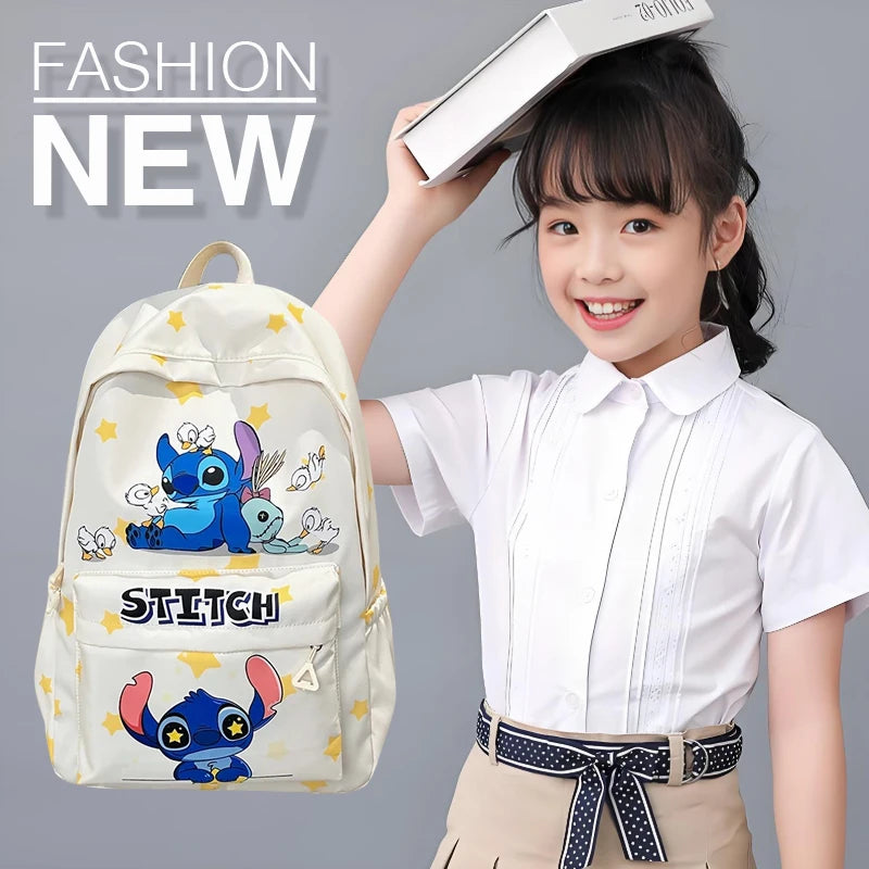Back-to-school season and school, durable nylon schoolbags, large-capacity day bags, Stitch cartoon backpacks
