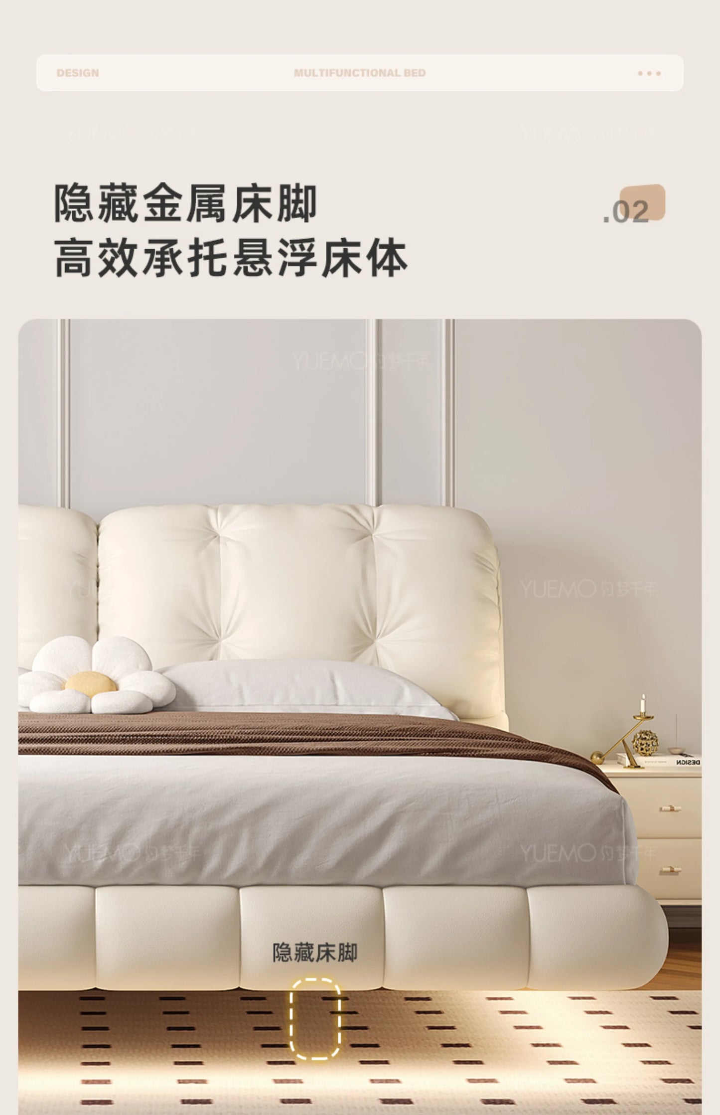 Pretty Elegant Double Bed Frame Mattress White Comferter Bed Queen Size Cama Matrimonial Bedroom Furniture