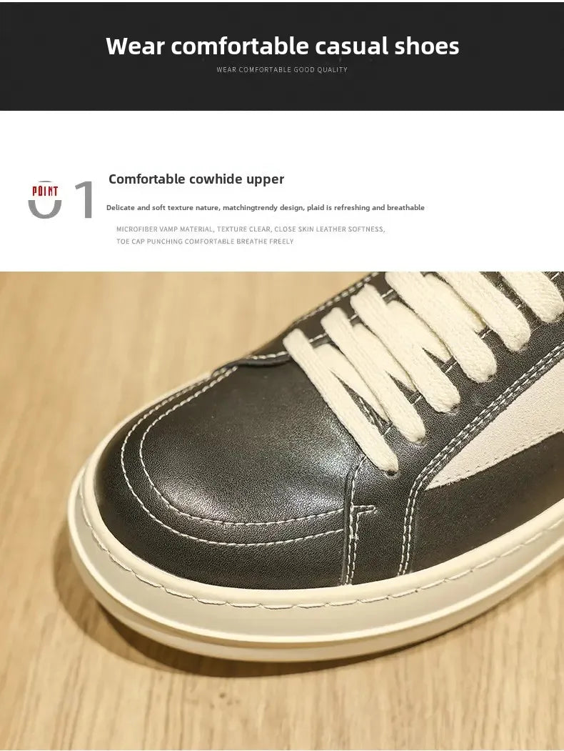 Shoes Leather Platform Sports Casual Shoes Black and White Retro Chalkboard Shoes Men's Boots Outdoor 2025 New Men's Shoes