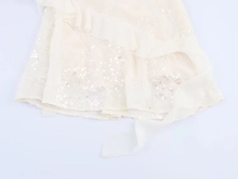 MUJER 2025 Sequin Mini Dress Woman Sexy Slip Party Dresses for Women Summer Backless Women's Dress Straps Beach Short Dresses