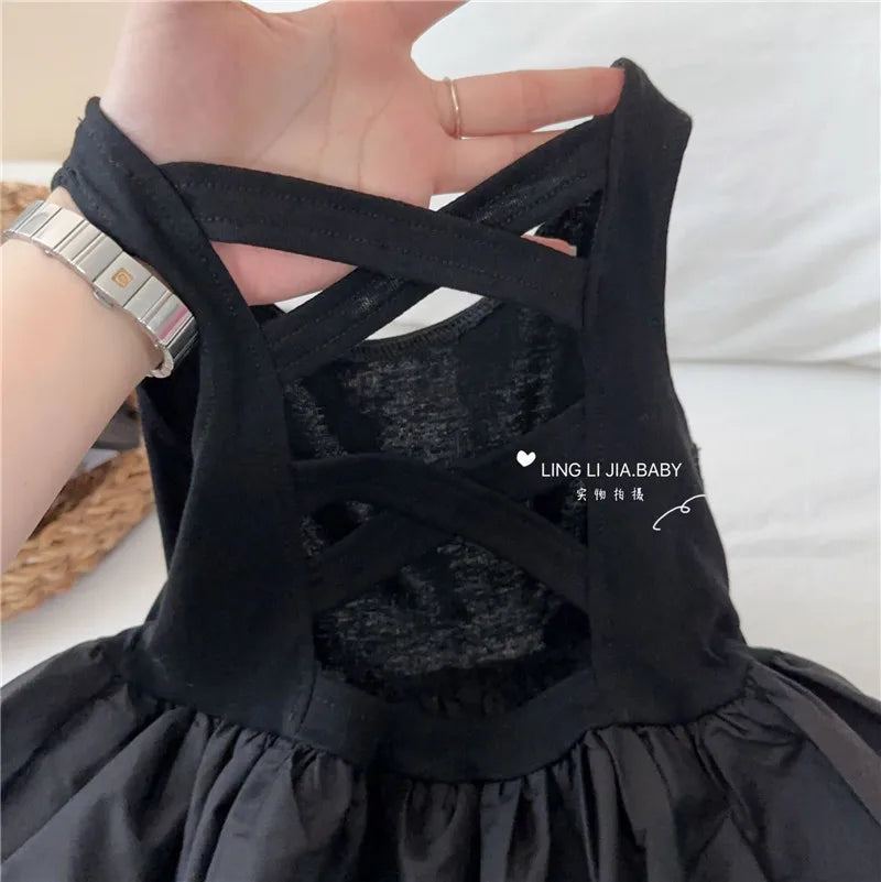 Girls Casual Dresses Back Hollowing Sleeveless Dress Toddler Girl Clothes Summer Dresses Chinese Traditional Dress for Girls