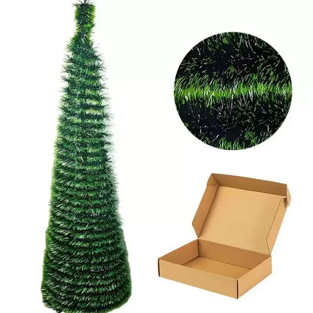 Christmas Tree 5 Ft Festival Ornament Faux Foldable Christmas Tree Christmas Decoration for Winter Holiday Season Decor Indoor
