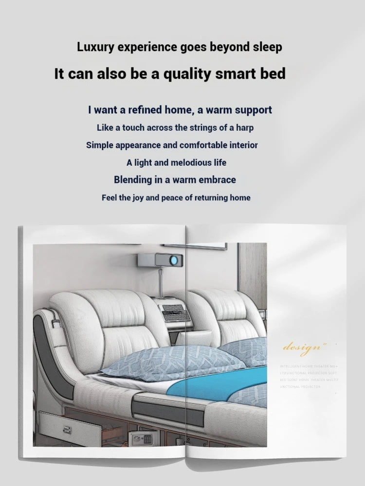 Queen Luxury Modern Double Bed Storage Multifonction Bedroom King Double Bed White Frame Smart Cama Box Casal Room Furniture