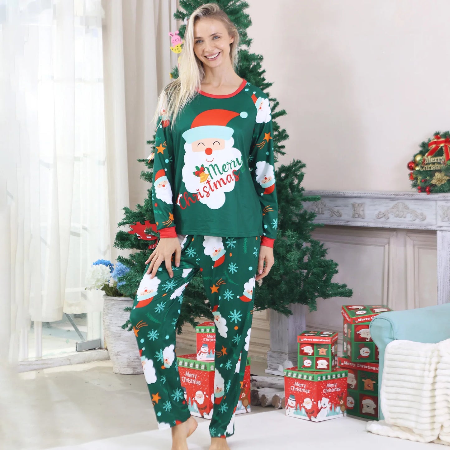 New Year's Clothes 2025 Family Look Pjs Cute Cartoon Parent-child Matching Pajamas Set Baby Dog Romper Pjs Full Sleeve Sleepwear