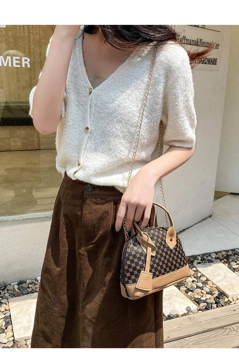 Flower Printing Shell Bag Fashion Handbag Women Crossbody Bag Advanced Simple Shoulder Crossbody Bag Large Capacity Portable Bag