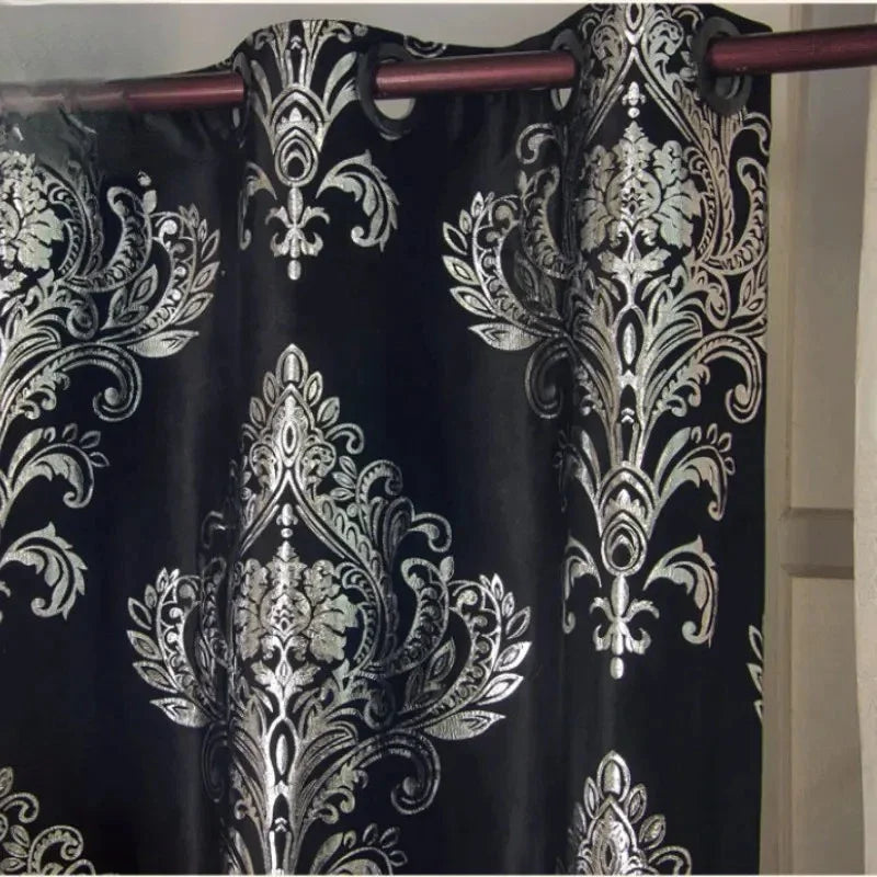 European-style Curtains For Living Dining Room BedroomBronzing Velvet Black Velvet Curtain Silver Light Luxury Customization