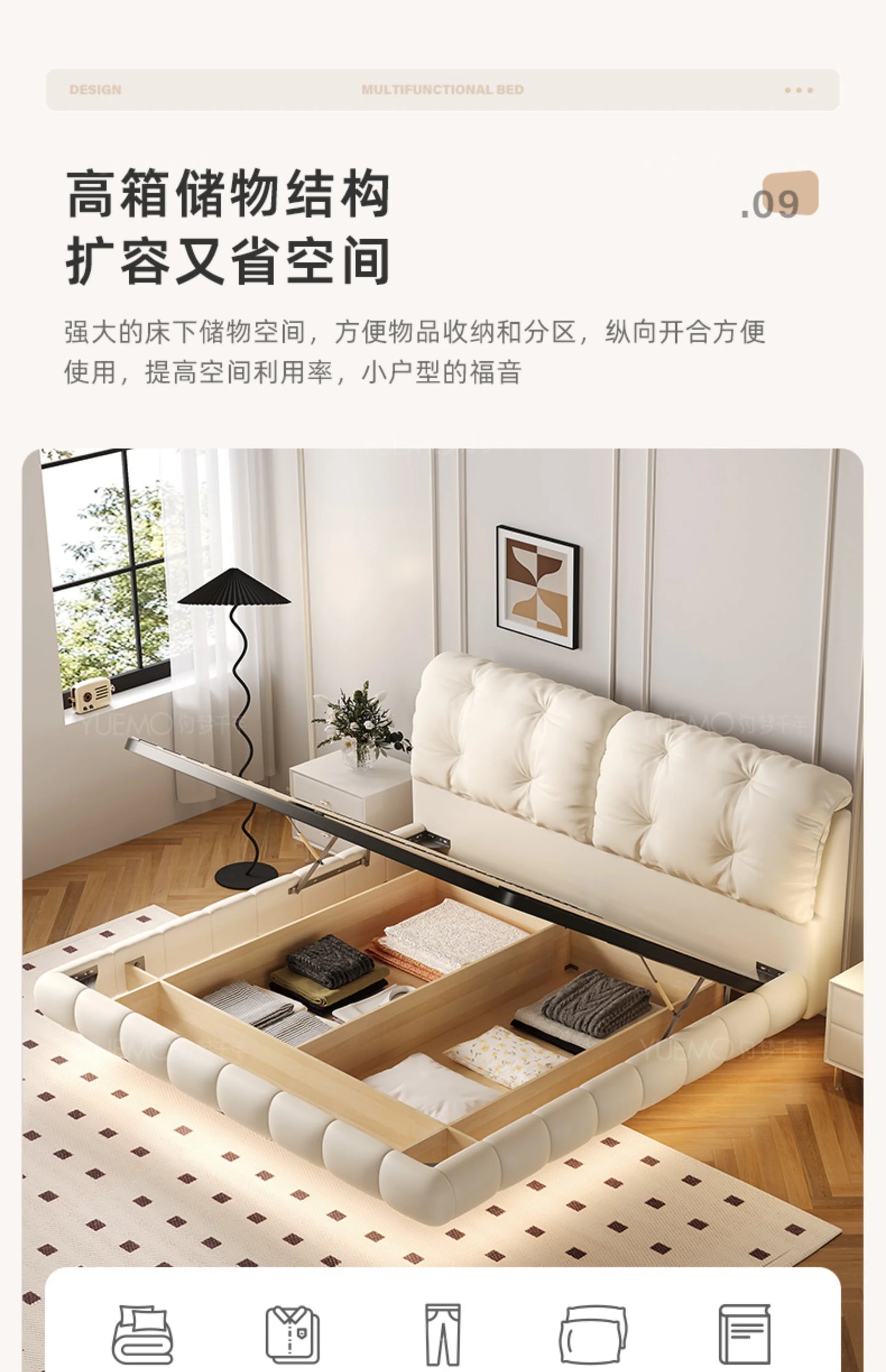 Pretty Elegant Double Bed Frame Mattress White Comferter Bed Queen Size Cama Matrimonial Bedroom Furniture