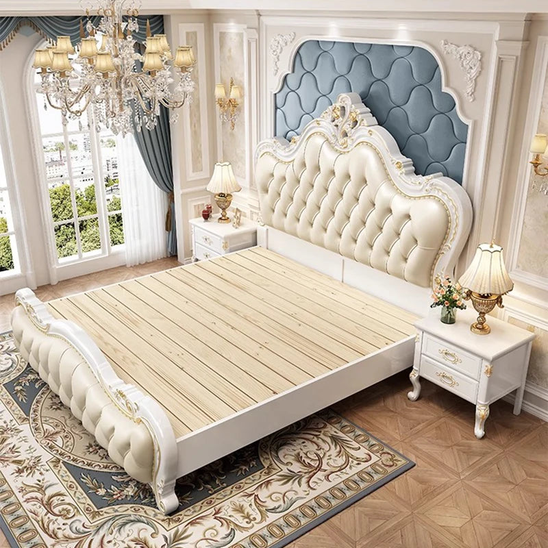 European Luxury Bed Bedroom Comfortable Ergonomic Double Sleeping Safe Bed Sun Princess Cama Solteiro Lounge Suite Furniture