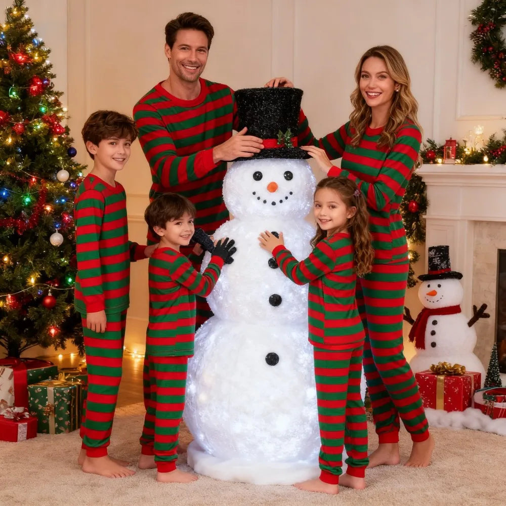 New Striped Family Matching Christmas Pajamas Mother Kids Pijamas Familiares Navidad Couples Matching Outfits Xmas Nightwear
