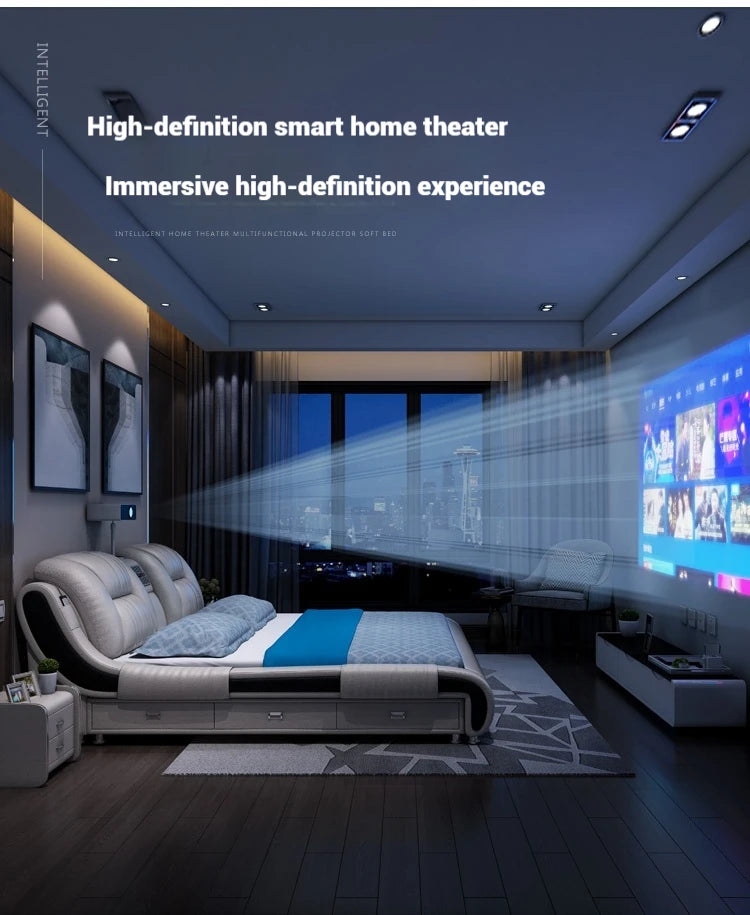 Queen Luxury Modern Double Bed Storage Multifonction Bedroom King Double Bed White Frame Smart Cama Box Casal Room Furniture