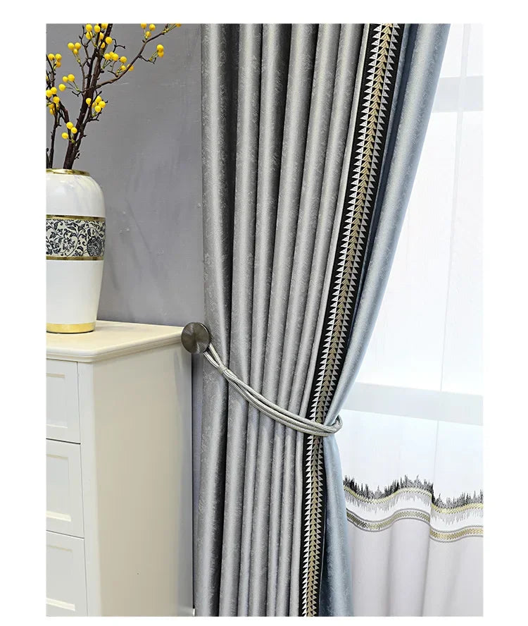 Modern Curtains for Living Room and Bedroom Simple High-end Thickened High-precision Windows Customized Home Decoration