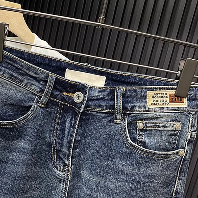 Jeans For Men Retro Korean Style High-End Slim Fit Leg Pants Blue Straight Leg Jeans Casual Pants Tapered Jeans