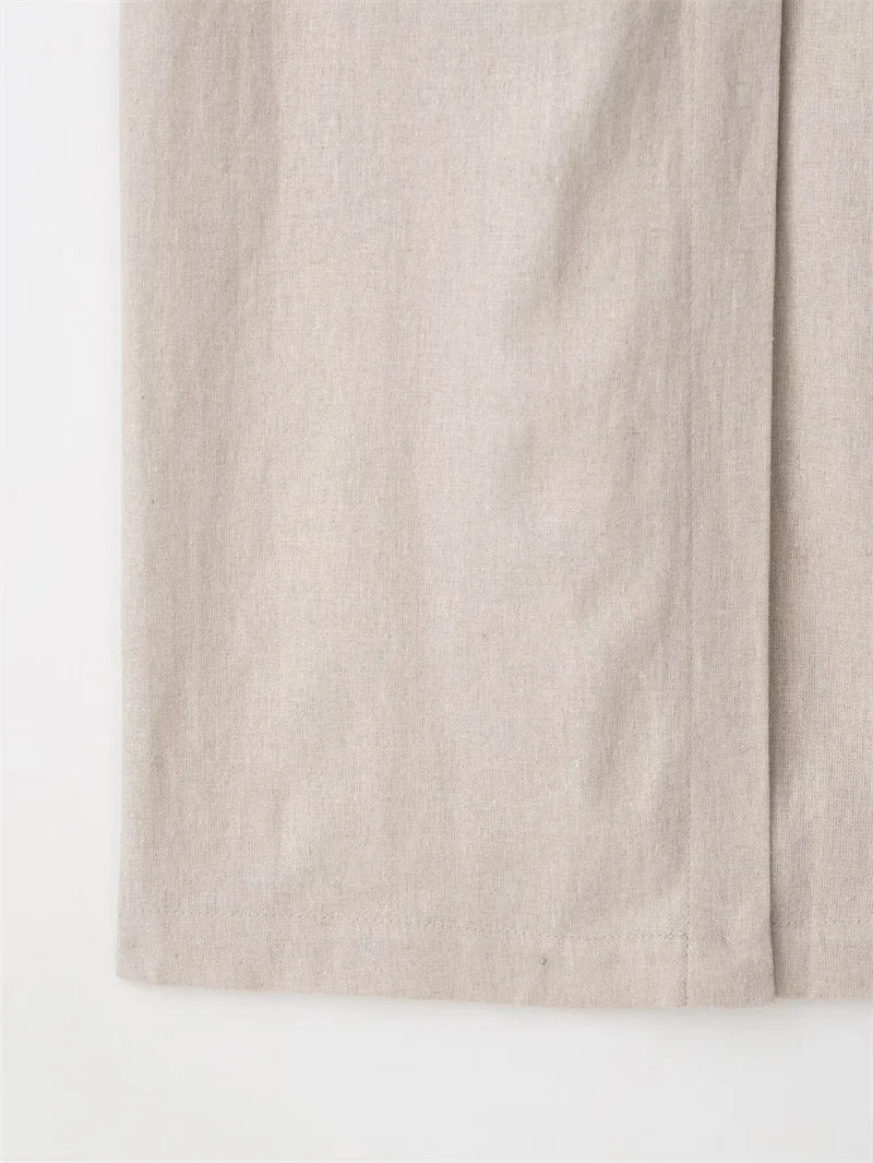 Women's Dresses 2025 New Linen Blend Button Trim Midi Skirt Elegant and chic women's long dress