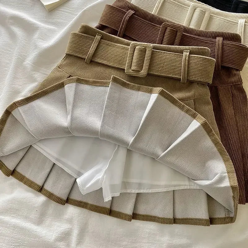 Corduroy High-Waisted Slimming Preppy Style Skirt For Women Spring Autumn/Winter New Arrival A- Line Mini Dress