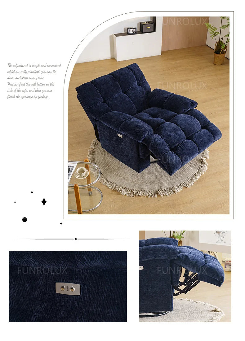 Modern Multifunctional Fabric Sofa Living Room Leisure Recliner Sofa Electric Sofa Hotel Club Leisure Recliner