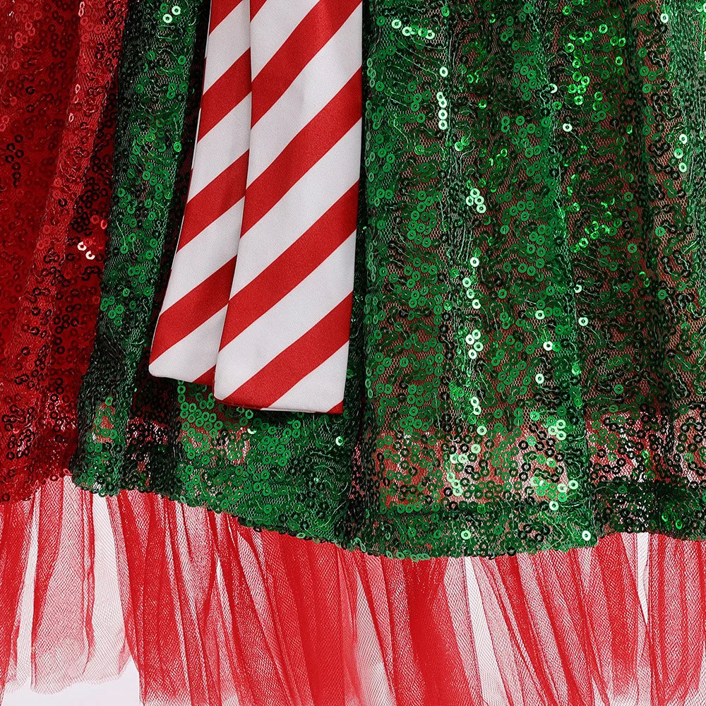 Christmas Cosplay Princess Dress Children Red New Year Carnival Clothes Girls Cartoon Xmas Tree Role Play Outfit Cute Costume