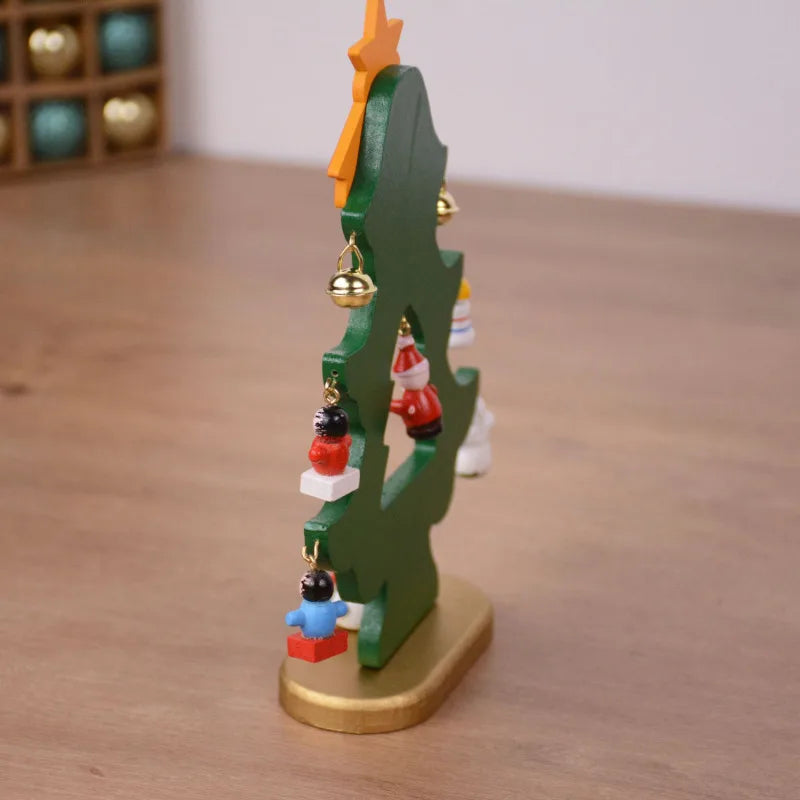 Christmas Decorations Wooden Christmas Tree Creative Scene Layout Ornaments Three-dimensional Red Xmas Table Desktop Decoration