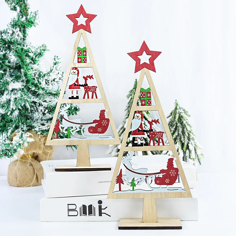Christmas Tree Wood Signs Santa Claus Xmas Tree Hanging Ornament Merry Christmas Decorations For Home Navidad 2025 New Year Gift