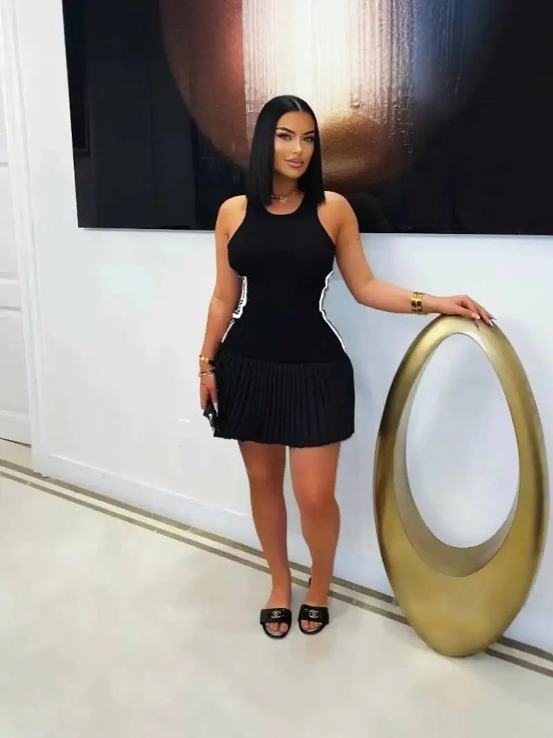 Summer Fashion Solid Dress Women Sexy Off The Shoulder Short Sleeve High Waist Ruffle Edge Short Dress Elegant Slim Fit Dress