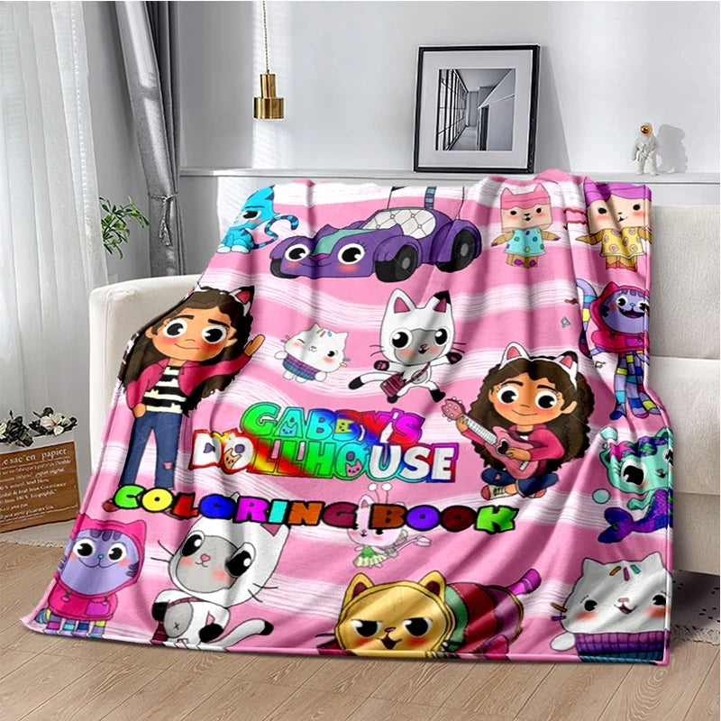 Cartoon Cute Gabbys Dollhouse Girl Soft Blankets,Keep Warm Throw Blanket Comfortable Blanket for Picnic Beds Sofa Home Bedroom