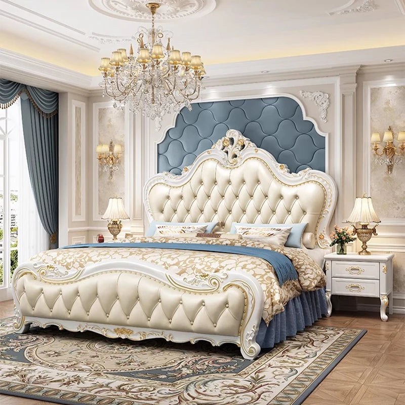 European Luxury Bed Bedroom Comfortable Ergonomic Double Sleeping Safe Bed Sun Princess Cama Solteiro Lounge Suite Furniture