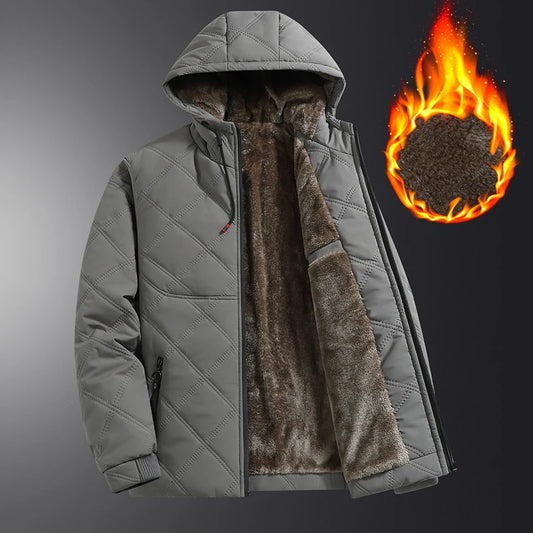 Men's hooded warm short jacket winter zipper pocket jacket outdoor sports and leisure work clothes windproof cotton jacket