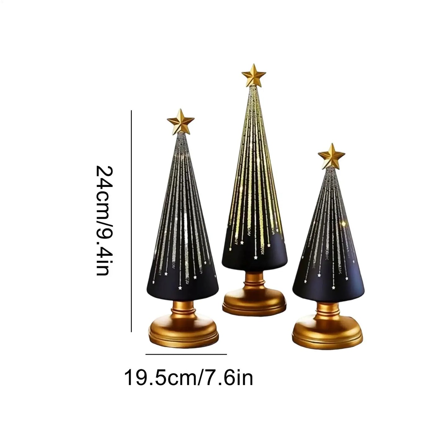 Christmas Tree Statue 3 Pieces Christmas Sculpture Resin Star Tree Figurine For Home Room Winter Party Decorations Table