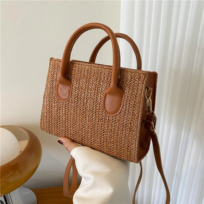 Summer Net Red Grass Woven Bag Crossbody Bag New Fashion Japanese Small Fresh Flower Woven Handbag Shoulder Bag