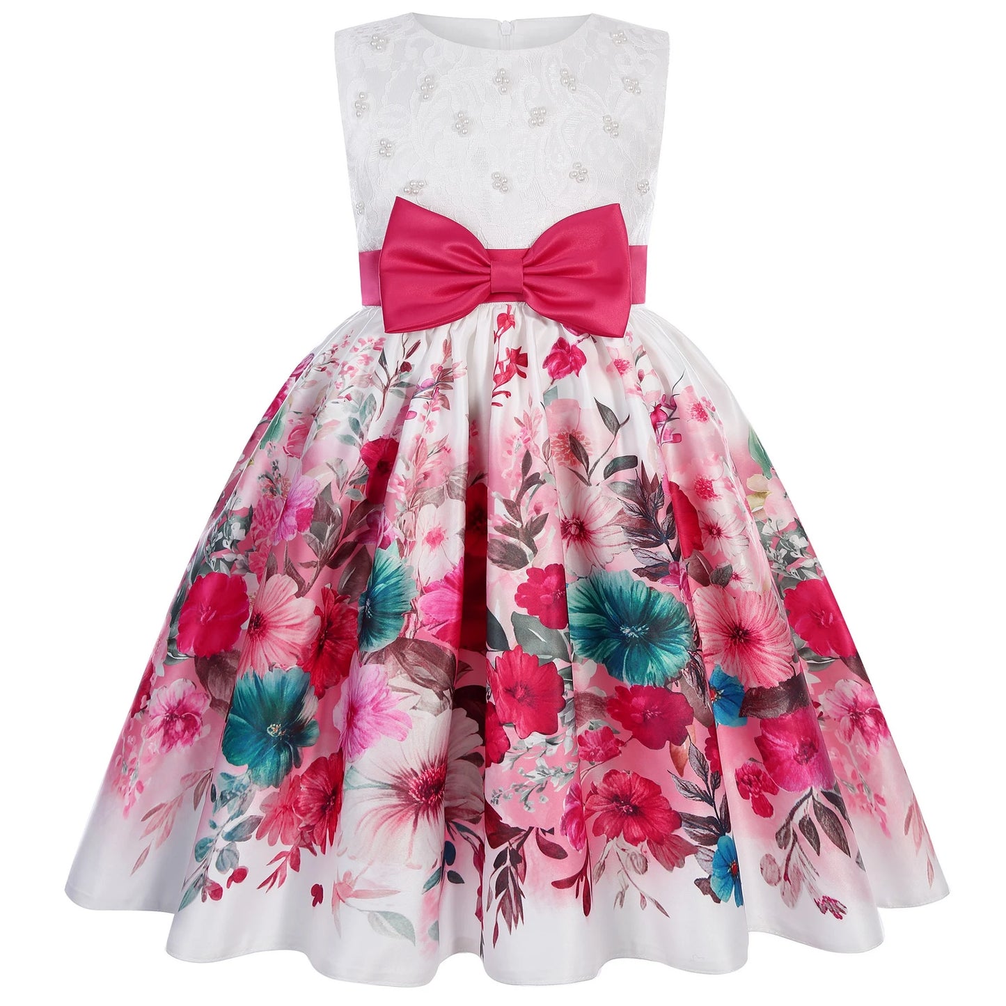 Children's dresses 2025 new foreign trade printing forging cloth girls modeling clothes runway little host dress princess dresse