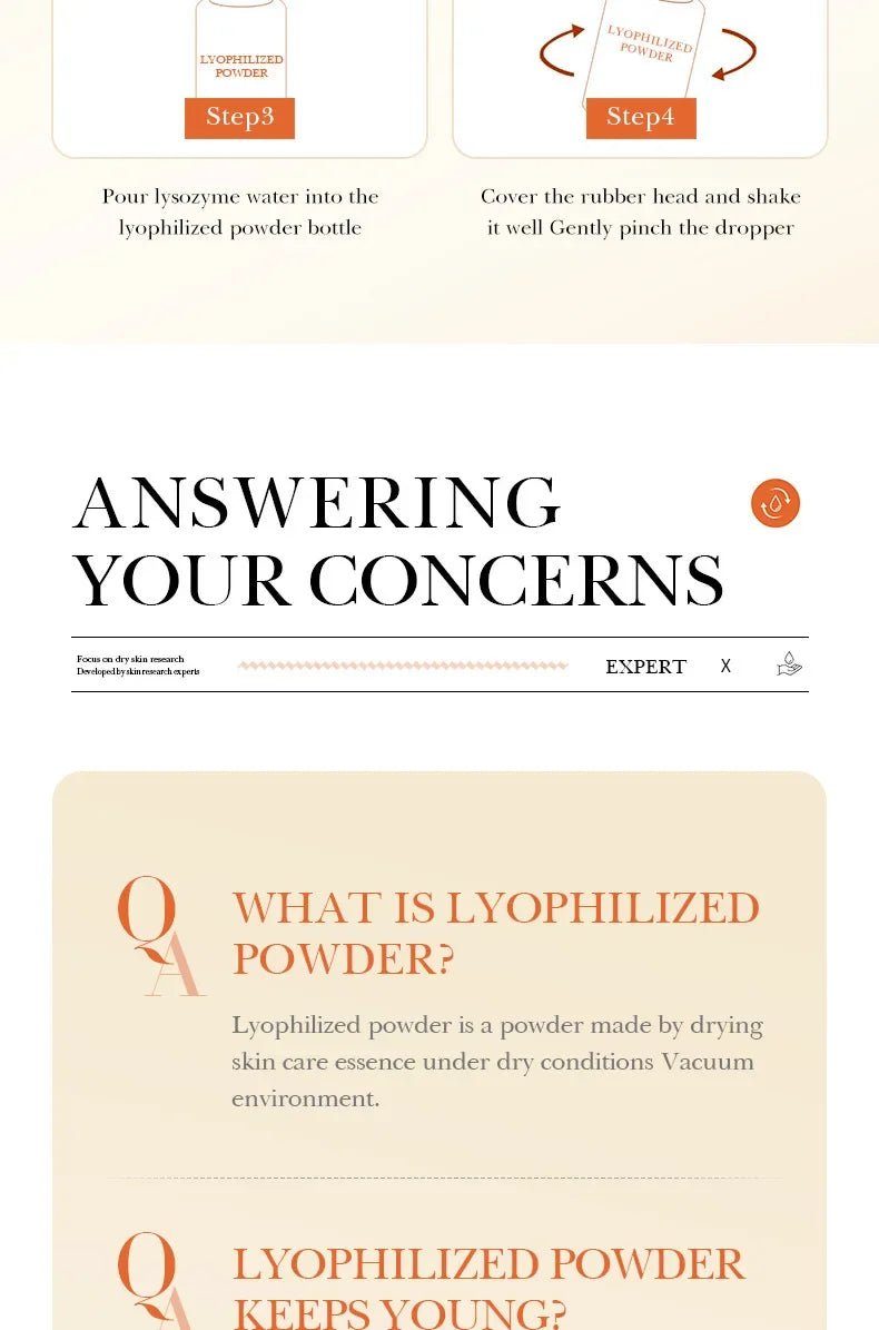 Facial  Serum Yeast Freeze-Dried Power Skin Care Set Shrink Pores Moisturizing Brighten Anti Aging Peptides Essence