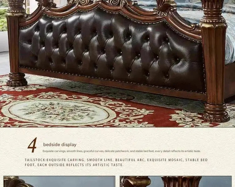 Luxury Nordic Bed Multifonction King Size Aesthetic Sleeping French Bed Lounge Wooden Modern Cama Matrimonial Bedroom Furniture