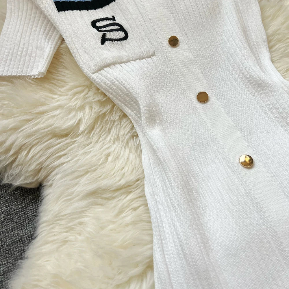 YuooMuoo Chic Fashion Sexy Package Hips Knitted Long Dress Women Brand Fashion Turn-down Collar Embroidery Bodycon Shirt Dress