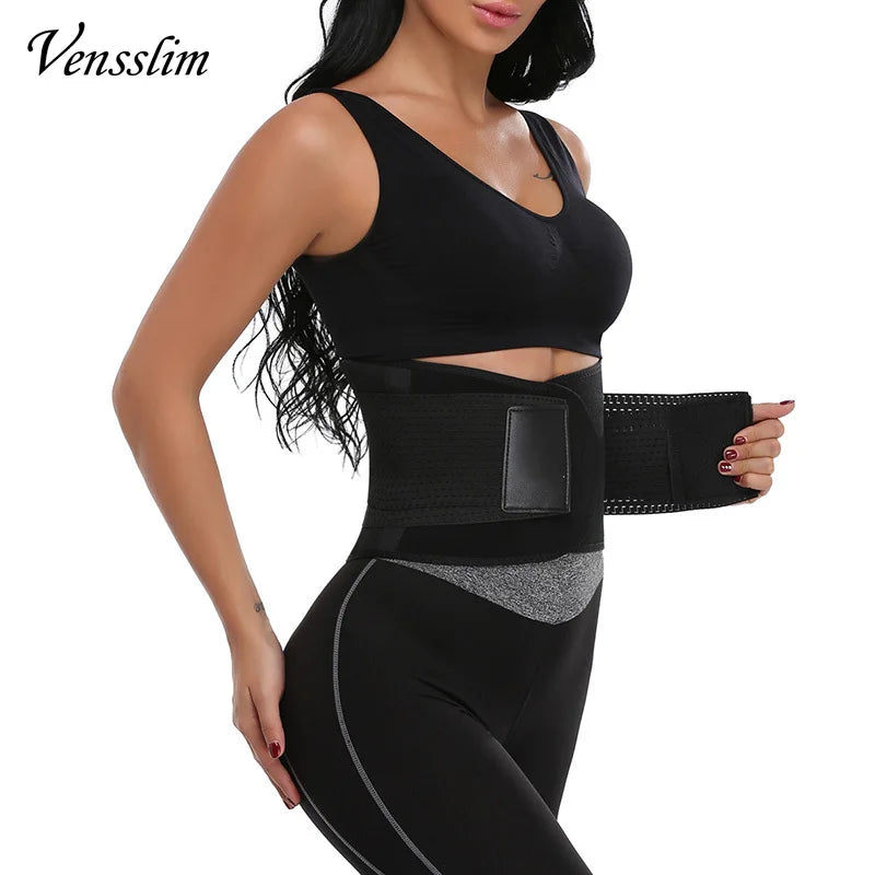 Vensslim Women Sauna Sweat Abdomen Trimmer Belt Waist Trainer Slimming Body Shaper Corset Workout Belly Slim Fat Burner Girdles