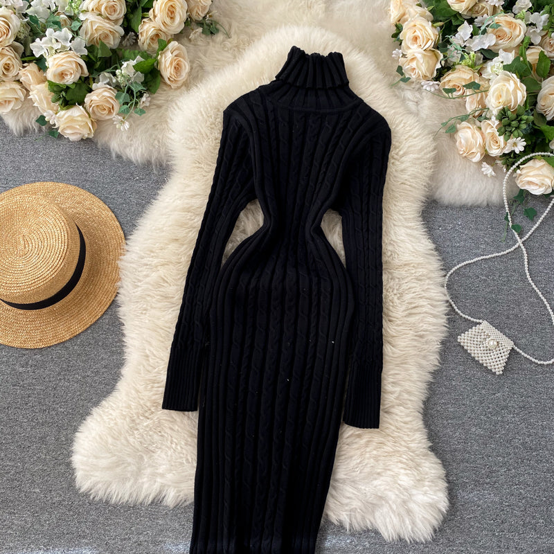 Seoulish Autumn Winter Twist Women's Wrap Knitted Dresses Long Sleeve Sheath Knitwear Office Bodycon Dress Female 2025 New