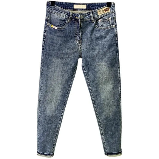 Jeans For Men Retro Korean Style High-End Slim Fit Leg Pants Blue Straight Leg Jeans Casual Pants Tapered Jeans