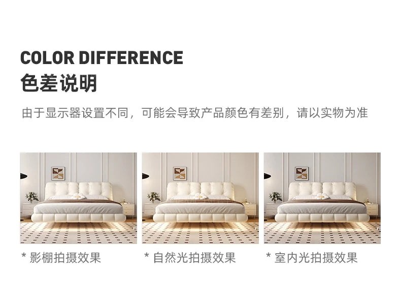 Pretty Elegant Double Bed Frame Mattress White Comferter Bed Queen Size Cama Matrimonial Bedroom Furniture