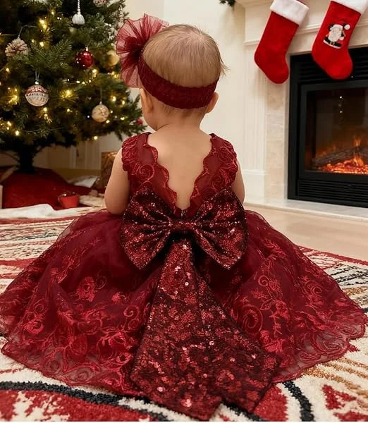 Christmas Children Elegant Dresses For Girls Wedding Party Princess Costumes Ball Gown Kids 3 6 12 18 24 months baby Vestidos
