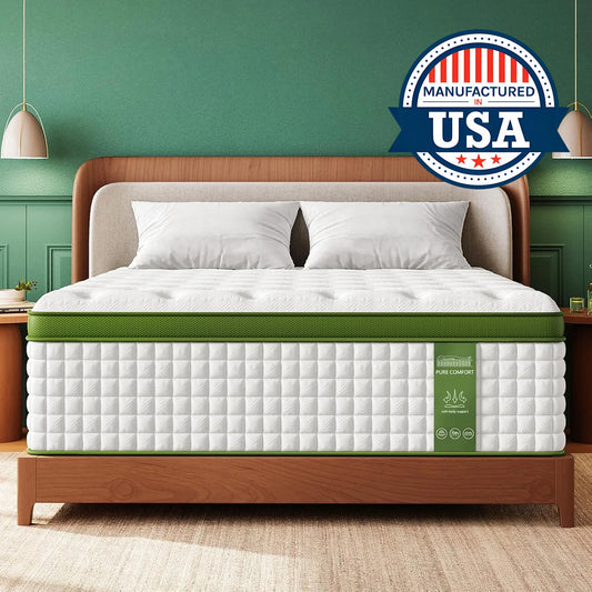 BedStory 12-14'' Hybrid Mattress, Full/King/Queen Size Mattress , Gel Memory Foam & Pocket Springs for Pressure Relief & Support