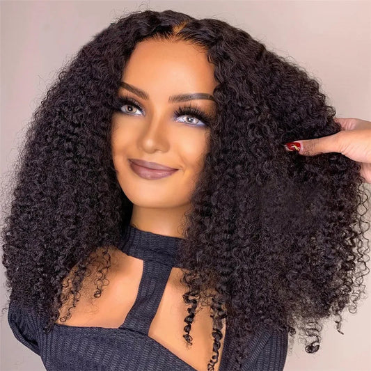 10A 100% Glueless Wigs Human Hair Wigs Ready To Wear Bleached Knots 6x5 Pre Cut HD Transparent Glueless Lace Wigs Kinky Curly