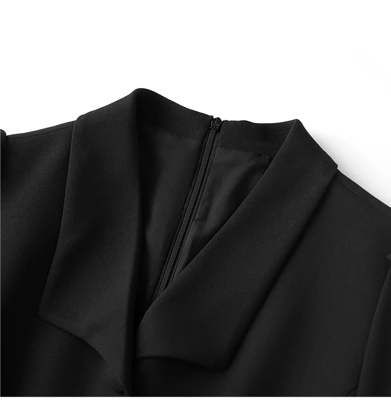 Dresses For Women 2024 Luxury Brand Autumn Long Dress Women's Turn-down Collar Sleeves Single Breasted Sashes Office Lady