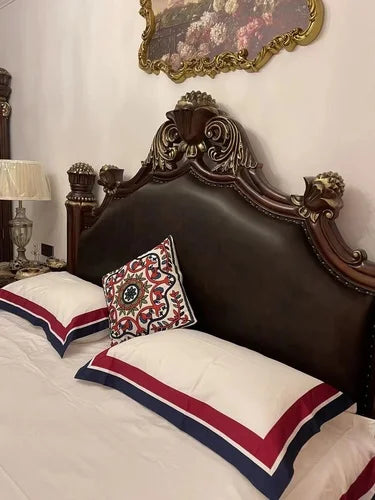 Luxury Nordic Bed Multifonction King Size Aesthetic Sleeping French Bed Lounge Wooden Modern Cama Matrimonial Bedroom Furniture