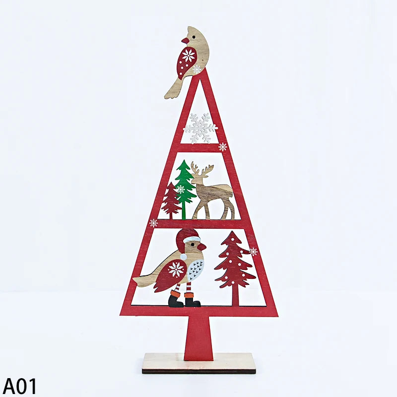 Christmas Tree Wood Signs Santa Claus Xmas Tree Hanging Ornament Merry Christmas Decorations For Home Navidad 2025 New Year Gift