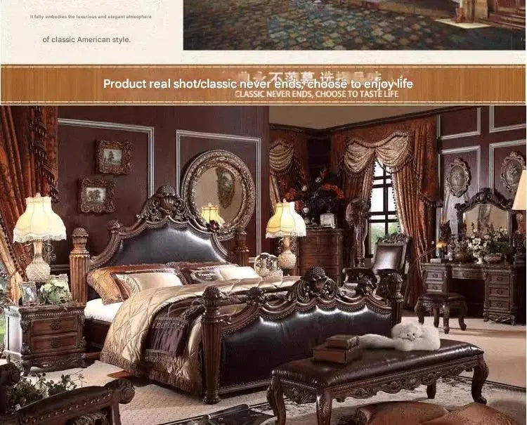 Luxury Nordic Bed Multifonction King Size Aesthetic Sleeping French Bed Lounge Wooden Modern Cama Matrimonial Bedroom Furniture