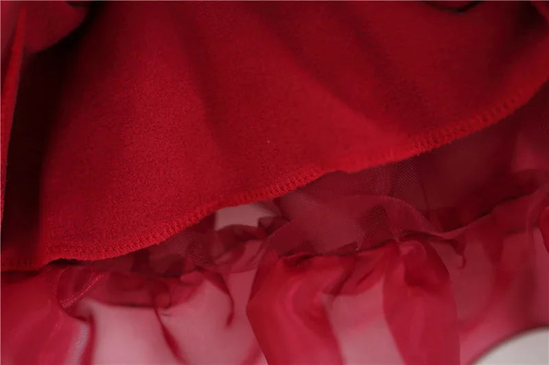Christmas Girls Dress Ruffled Ball Gown Kids Girls Dresses Per Bow Decoration Girls Cake Dresses Kids Party Clothes