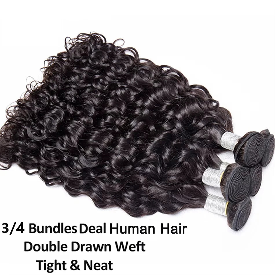 30 40 Inch Deep Wave 16A Curly 100% Human Hair Bundles Brazilian 3 4 Bundles Hair Wig Weave Hair Extensions Virgin Hair Raw Wigs