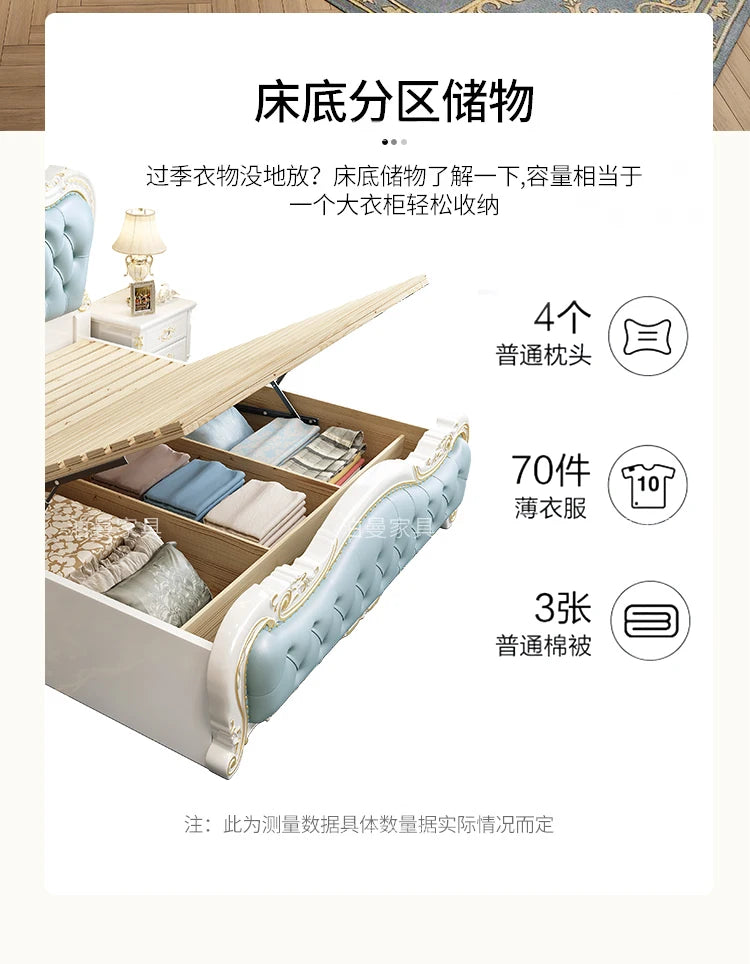 Luxury Couple Bed European Aesthetic Leather Queen Size Princess Bed Storage Space Cama De Casal Luxuosa Modern Furniture