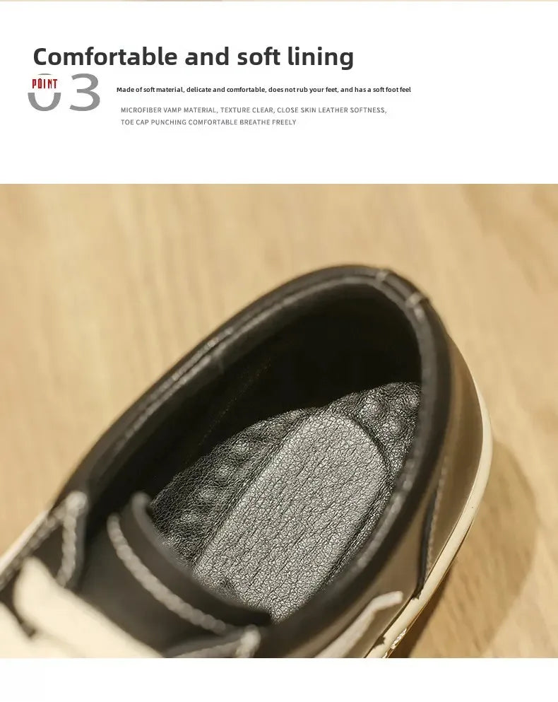 Shoes Leather Platform Sports Casual Shoes Black and White Retro Chalkboard Shoes Men's Boots Outdoor 2025 New Men's Shoes